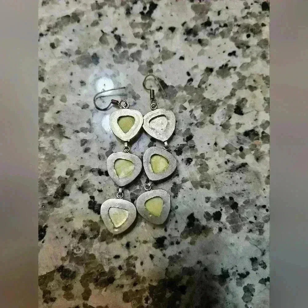 925 Silver Drop Heart Earrings - Picture 3 of 4